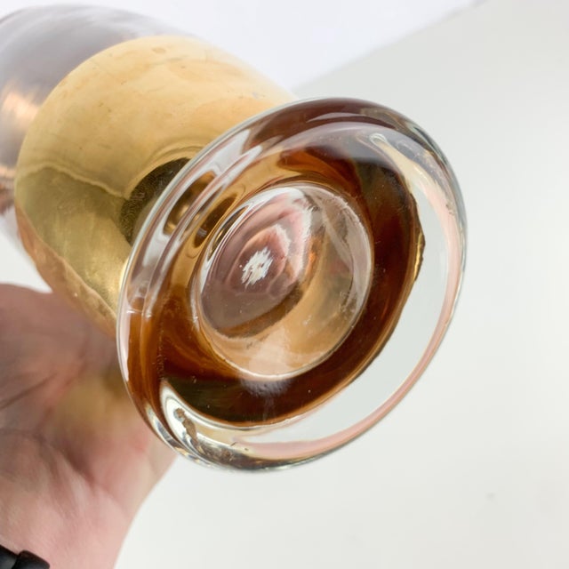 Mid 20th Century Vintage MCM Cocktail Tall Glass Cocktail Shaker Martini Mixer Gold Bar Cart For Sale - Image 5 of 11