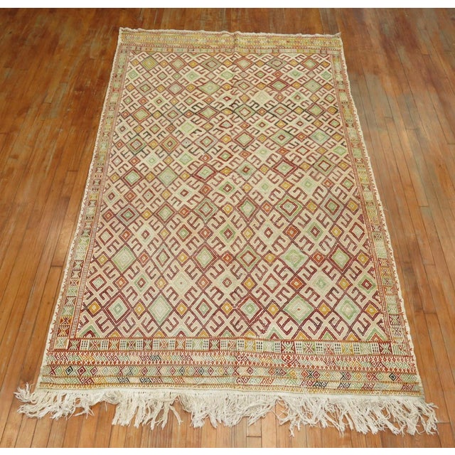 One of a kind, mid 20th-century Hand-knotted Turkish Jajim flatweave rug. Professionally Washed & personally vetted. Ready...