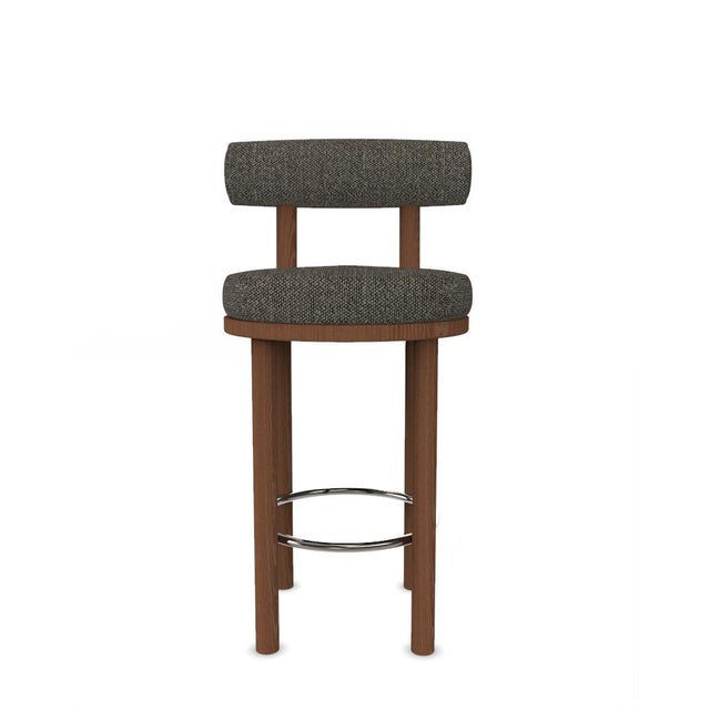 Metal Collector Modern Moca Bar Chair in Safire 3 Fabric and Smoked Oak by Studio Rig For Sale - Image 7 of 7