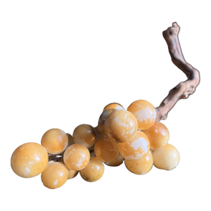 Vintage Italian Natural Alabaster Stone Grape Cluster With Natural Grape Vine