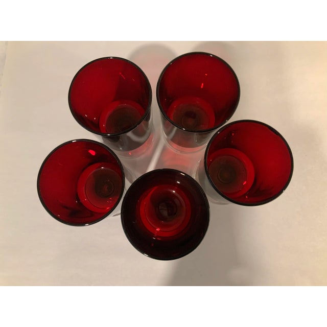 Mid 20th Century Ruby Red Cavalier Glasses Made in France, a Set of 5 For Sale - Image 5 of 9