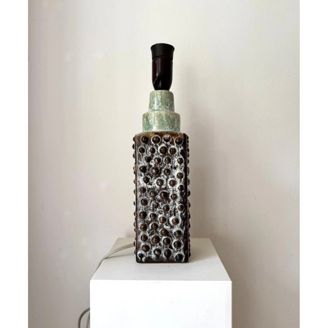 1970s Lampfoot Table Lamp in Stoneware with Dots and Relief from PM Keramik, Denmark, 1970s For Sale - Image 5 of 8