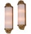 Vintage Art Deco Light Old Lamp Wall Sconces Fixture Brass & Pink Glass Rod Ship Light - Pair For Sale - Image 4 of 4