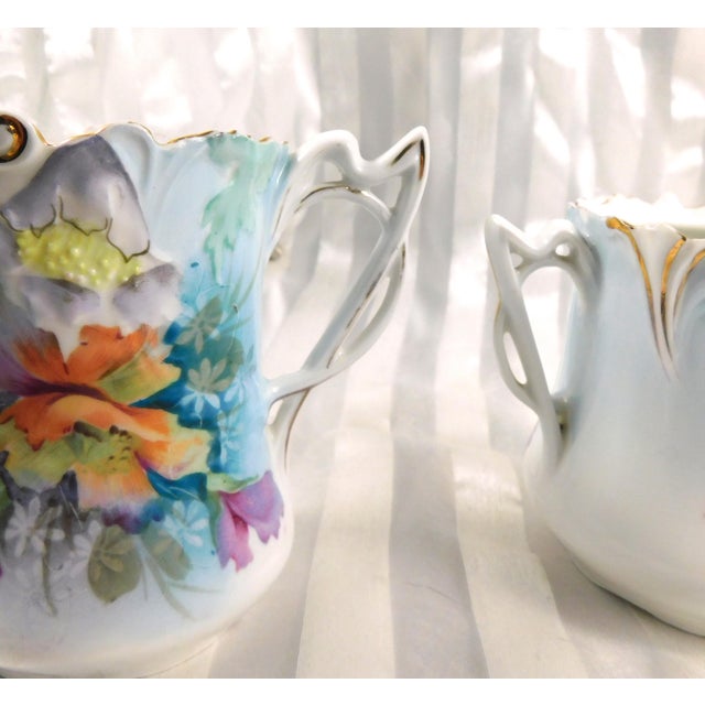 1920s Chocolate Pot Set With Sugar Bowl, Creamer and Matching Tray - Six Piece For Sale - Image 9 of 16