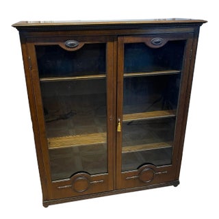 Slim Edwardian Mahogany Display Cabinet For Sale