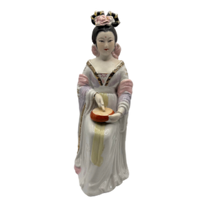 Vintage Chinese Porcelain Girl Court Lady Shougu Hand Drum Musician Geisha Style