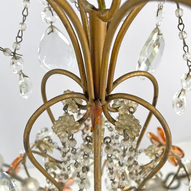 Italian Art Nouveau Chandelier in Pink and Clear Glass and Brass, 1890s For Sale - Image 12 of 18