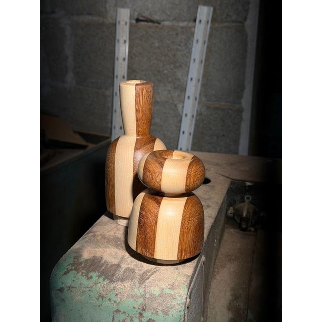 Contemporary Candlestick 3 in Beech and Cumaru by Romain Des Bois For Sale - Image 3 of 6