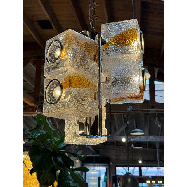 Transparent Toni Zuccheri for VeArt Murano 6 Light Pendant, Italy, 1970s For Sale - Image 8 of 10
