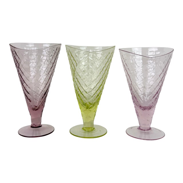 1960s Bormioli Rocco Vintage Colored Ice Cream Glasses- Set of 3 For Sale
