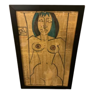 Nude Female Drawing On Newspaper Stock Quotes