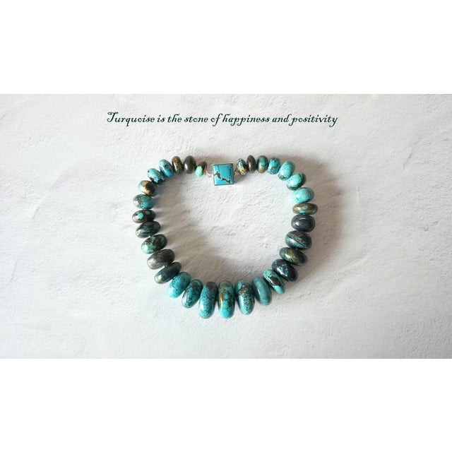 Hubei Turquoise Beaded Necklace With Sterling Silver Turquoise Clasp, 18.5" For Sale - Image 10 of 11
