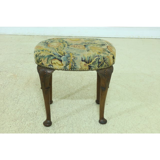 Vintage English George III Needlepoint Ottoman For Sale - Image 10 of 10