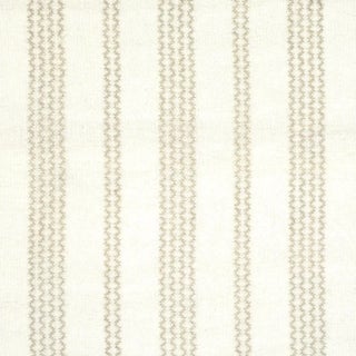 Sample - Schumacher Piero Stripe Embroidered Sheer Fabric in Pearl For Sale