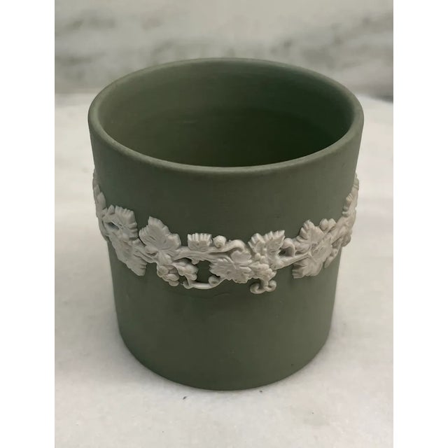 English Wedgwood Light Sage Green Jasparware Dishes & Cup Set- 4 Pieces For Sale - Image 3 of 7