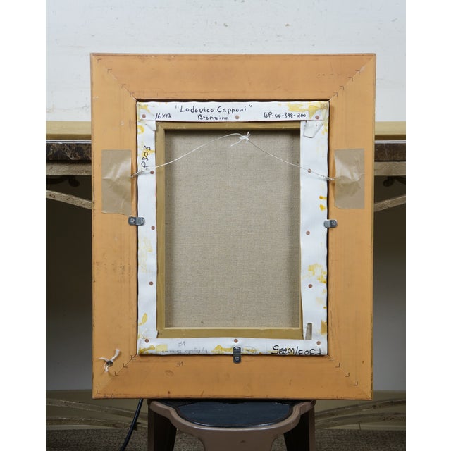 Late 20th Century Lodovico Capponi Oil on Canvas Aristocrat Portrait Painting After Bronzino 22" For Sale - Image 13 of 13