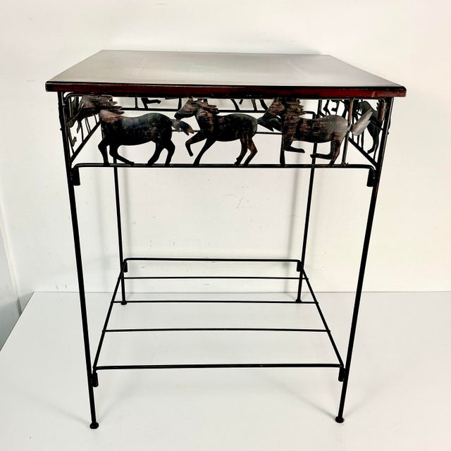 1990s Vintage Americana Southwestern Horse, Cowboy Boot, & Long Horn Steer Metal Framed Side Table For Sale - Image 17 of 17