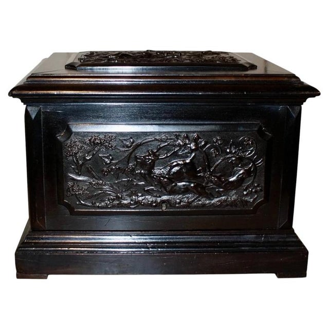 An exceptional 19th-century Black Forest humidor dating to circa 1870, distinguished by its elaborate hand-carved...