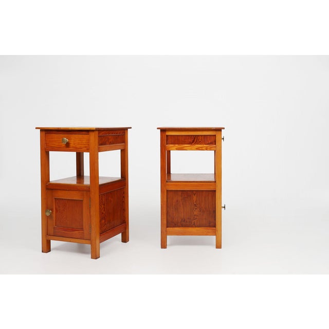Brown Art Deco Nightstands in Wood, France, 1940s, Set of 2 For Sale - Image 8 of 11