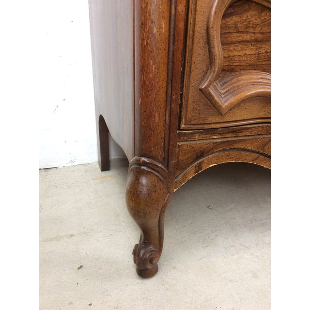 Mid Century French Provincial Style Lowboy Dresser With Ornate Drawer Faces For Sale - Image 17 of 18