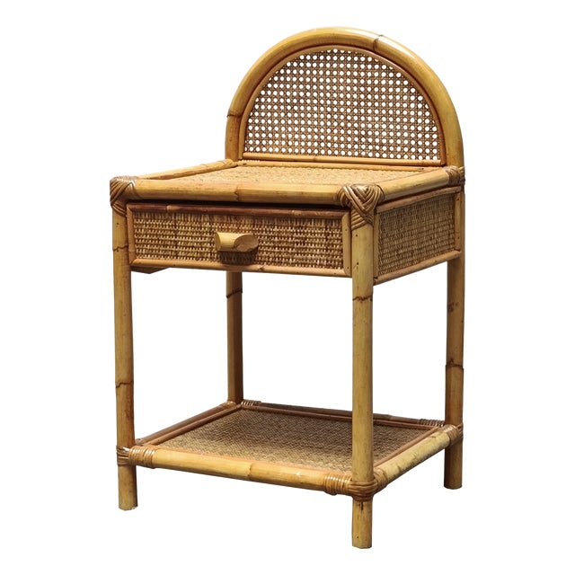 Rattan and Bamboo Nighstand from Dal Vera, Italy, 1960s For Sale