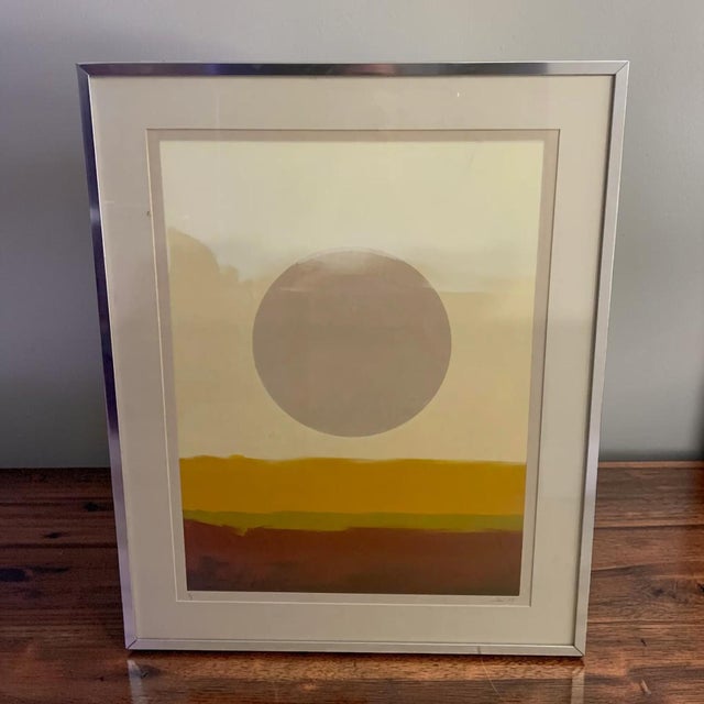 Very unique sunrise abstract painting. Signed by artist and numbered 1 of 1. Beautiful piece to accent any living space....