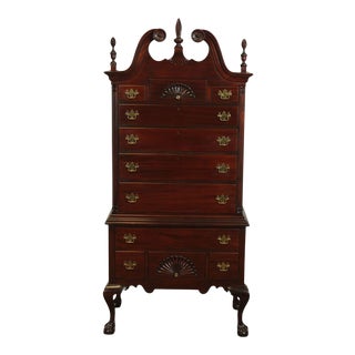 Charak 1930's Chippendale Style Hand Crafted Solid Mahogany Highboy For Sale