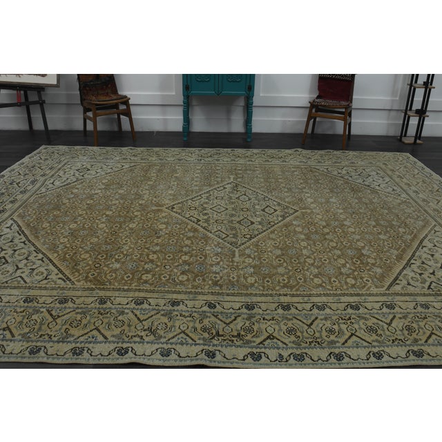 1970s Vintage Persian Handknotted Wool Green Oversize Area Rug For Sale - Image 9 of 11