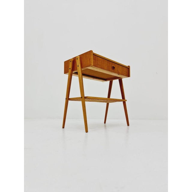 Midcentury Danish Nightstand in Rattan and Teak For Sale - Image 9 of 10