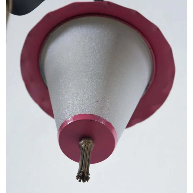 1950s Japanese Wrought Iron 5 Lanterns Chandelier For Sale - Image 10 of 11