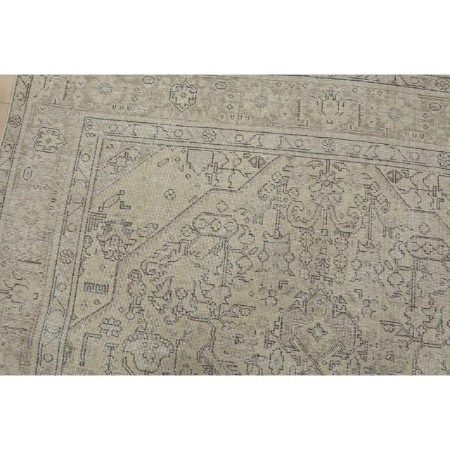 Textile Tabriz Rug 6’6” X 9’3” Beige Wool Vintage Distressed Hand-Knotted Carpet For Sale - Image 7 of 15