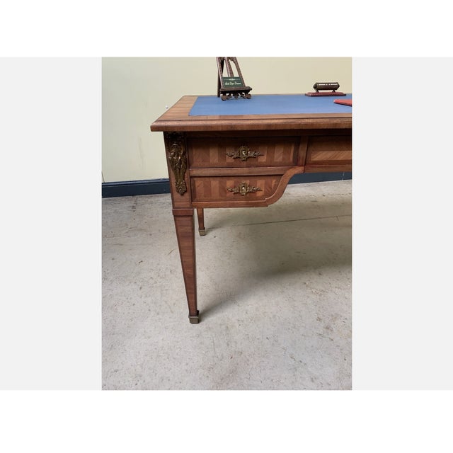 Wood Antique Desk with Bronze Decorations, 1900 For Sale - Image 7 of 11