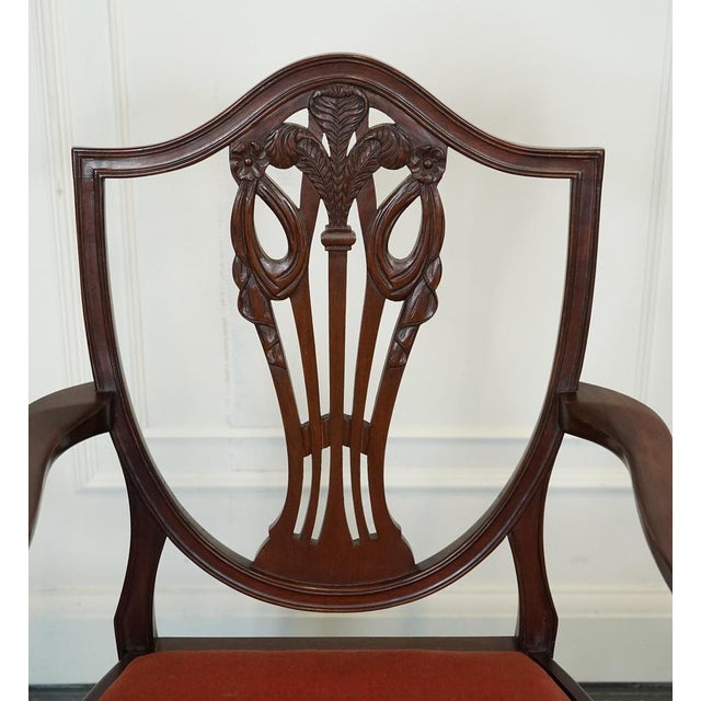 Gold Set of Victorian Hepplewhite Carver Hallway Side Chairs For Sale - Image 8 of 18