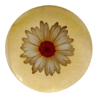 1950s Rare Orchidea Bomboniere Daisy Dinner‎ Plate Yellow Textured Clear Blown Glass Nostalgia Hippie For Sale