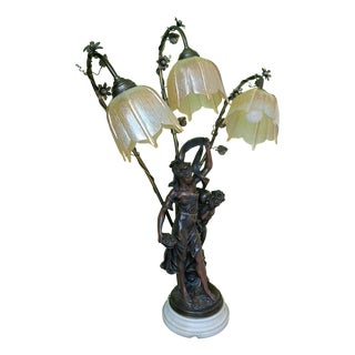 Vintage Table Lamp with Sculptures, 1975 For Sale