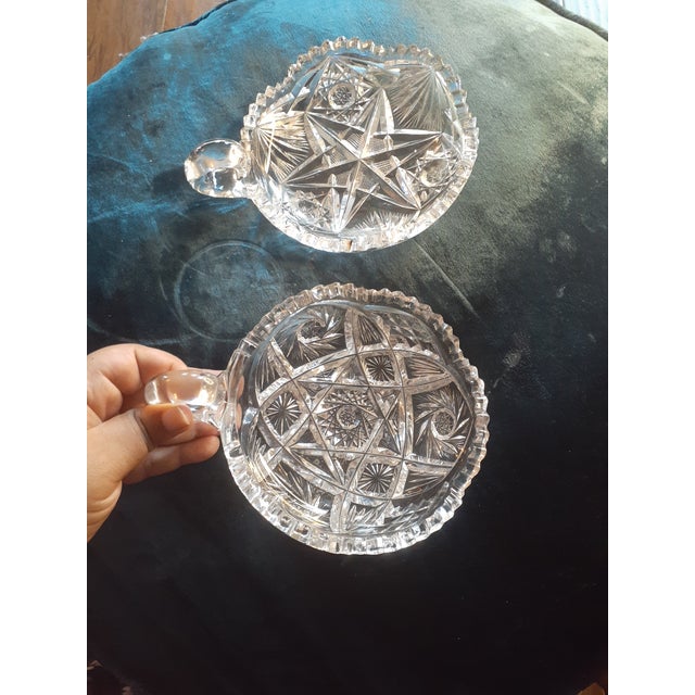 American Pair of 1920s American Brilliant Cut Glass Nappy Dish Set For Sale - Image 3 of 8