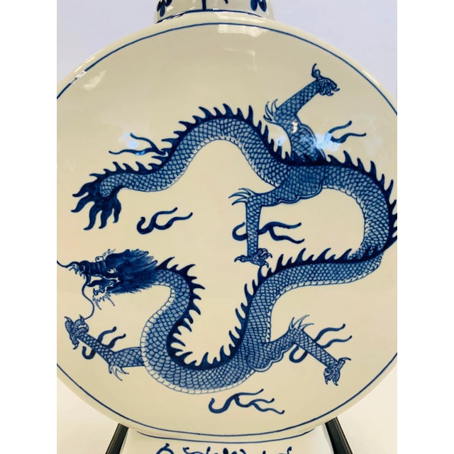 Early 20th Century Chinoiserie Blue and White Dragon Vase Handles For Sale - Image 5 of 8