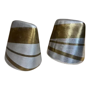 1950s Ben Seibel Abstract Gold Silver Brass Bookend Set