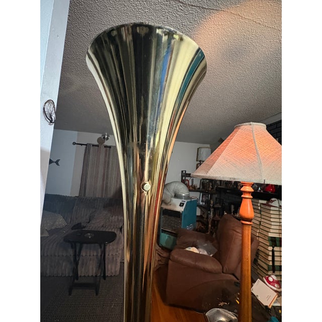 Vintage 1960s Brass Trumpet Laurel Lamp Company Mid-Century Modern Brass Trumpet Torchiere Floor Lamp For Sale - Image 14 of 18