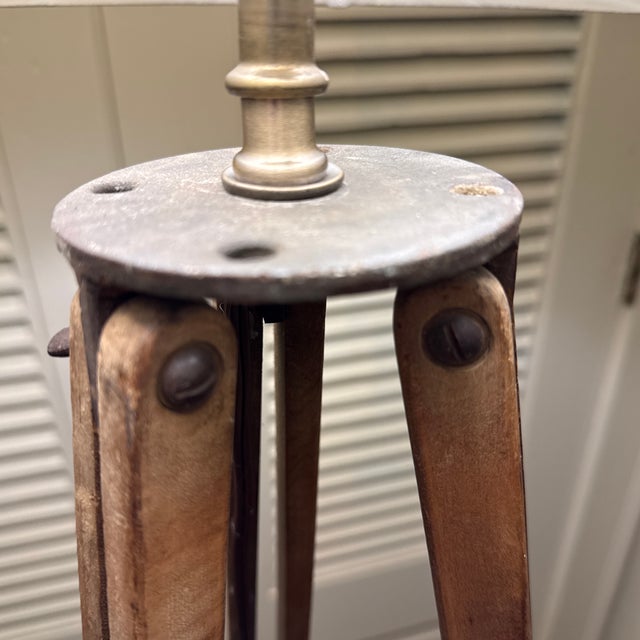 Antique Surveyors Tripod Floor Lamp For Sale - Image 4 of 10