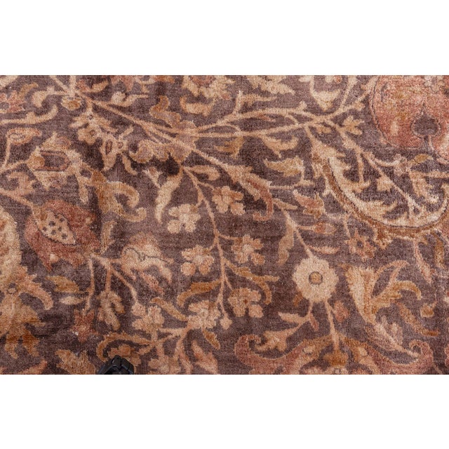 Early 20th Century Early 20th Century Indian Chocolate Brown Handmade Wool Carpet For Sale - Image 5 of 8