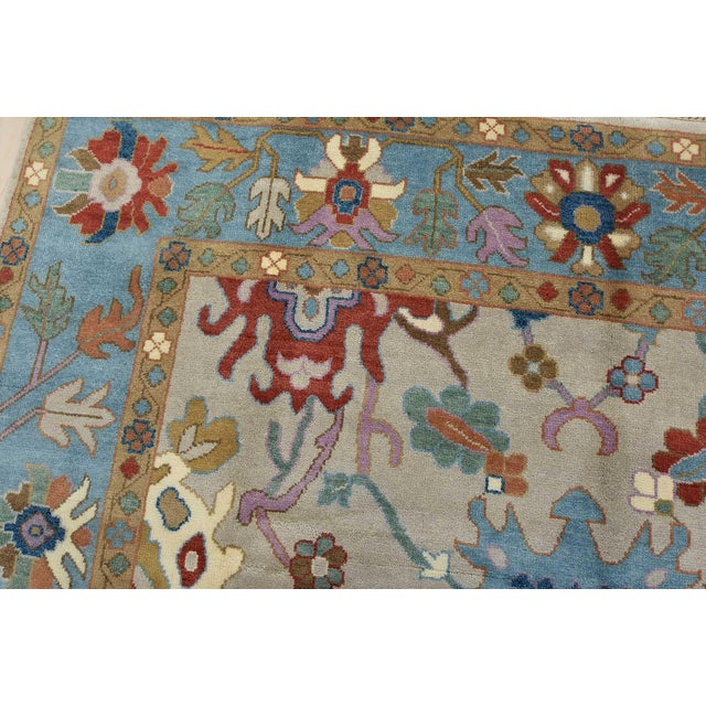 Oushak Rug 9′ X 11’9” Gray Wool Hand-Knotted Oriental Carpet For Sale In Philadelphia - Image 6 of 12