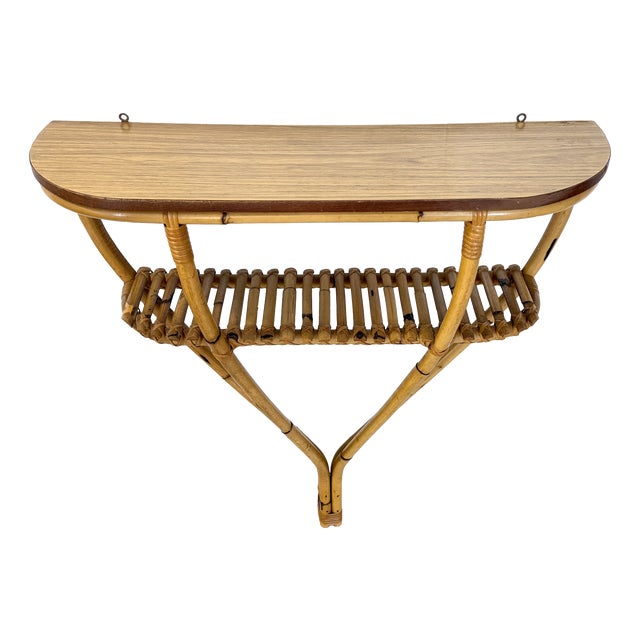Demilune Console Table in Bamboo and Formica, Italy, 1970s For Sale