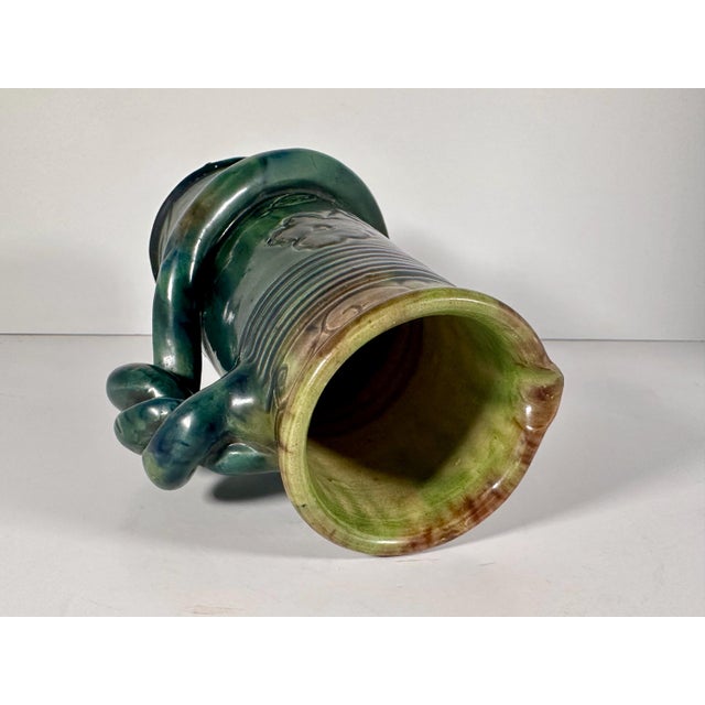 Art Nouveau Belgium Pottery Jug with Twisted Handle For Sale - Image 10 of 10