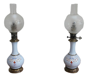 19th Century Oil Lamps, Set of 2