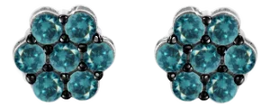 Sterling Silver Treated Blue Diamond Floral Stud Earrings (1 cttw, Blue Color, I2-I3 Clarity)