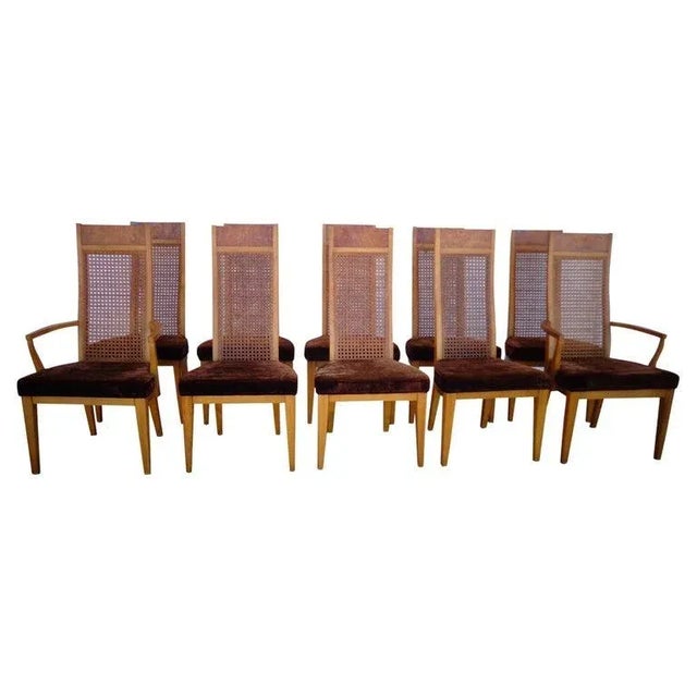 (1) High Back Dining Chairs by Lane Furniture 8 AVAILABLE Rare set of high-back chairs in oak featuring cane backs and...