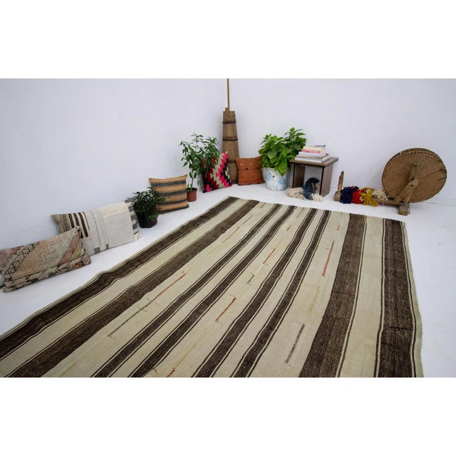 1960s Vintage Striped Turkish Kilim Rug- 5′8″ × 10′8″ For Sale In Los Angeles - Image 6 of 7