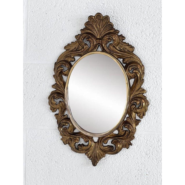 Gold Antique Round Gilded Bronze Mirror For Sale - Image 8 of 8