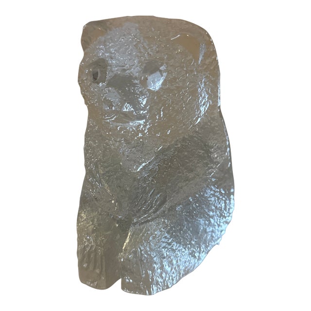 1990s Blenko Glass Bear Bookend in Clear For Sale